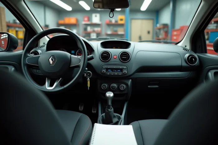 Interface de diagnostic OBD branchée sur une Renault Clio 2 pour reprogrammation de l'antidémarrage